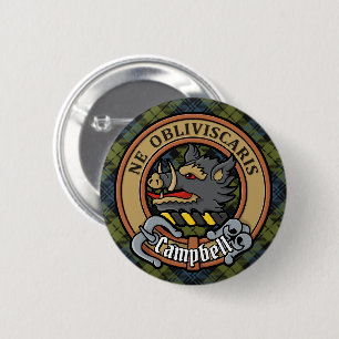 Campbell Wappen über Tartan Button