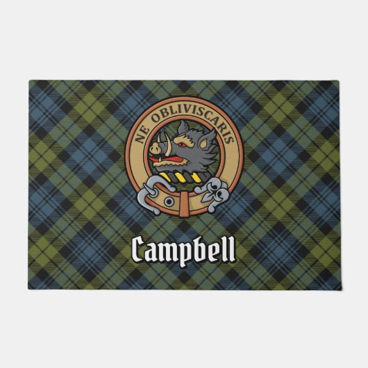 Campbell Wappen über Tartan Fußmatte (Vorderseite)