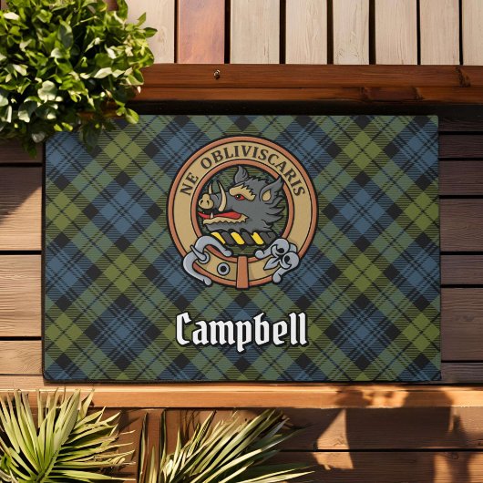 Campbell Wappen über Tartan Fußmatte