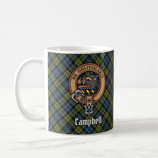 Campbell Wappen über Tartan Kaffeetasse (Links)