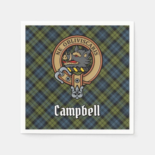 Campbell Wappen über Tartan Serviette (Vorderseite)