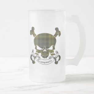 Campbelltartan-Schädel-Tasse Mattglas Bierglas