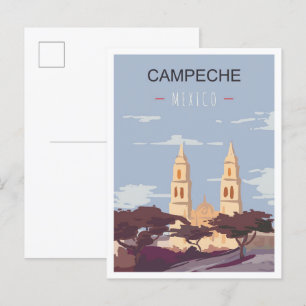 Campeche Mexico Art Vintage Reisevorführung Postkarte