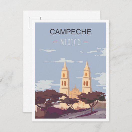Campeche Mexico Art Vintage Reisevorführung Postkarte (Vorne/Hinten)
