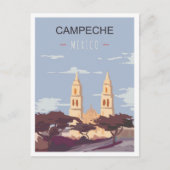 Campeche Mexico Art Vintage Reisevorführung Postkarte (Vorderseite)