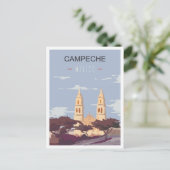 Campeche Mexico Art Vintage Reisevorführung Postkarte (Stehend Vorderseite)