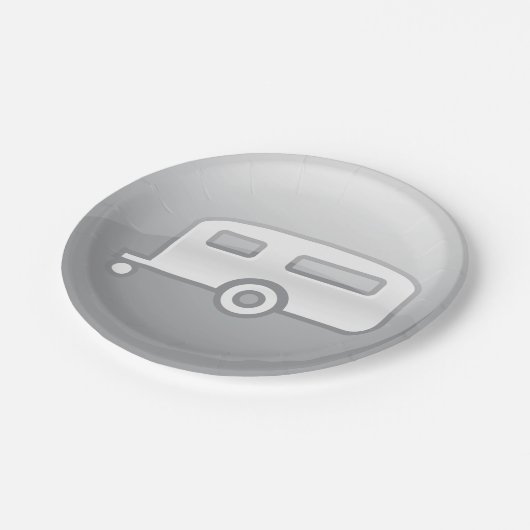 Camper-Anhänger Pappteller (Schrägansicht)