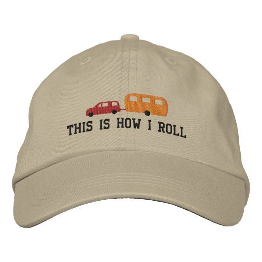 Camper-Anhänger und Auto So Roll ich Bestickte Baseballkappe (Vorderseite)