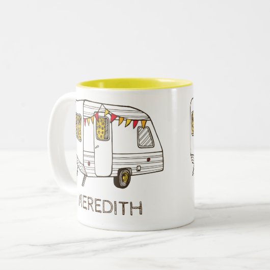 Camper-Anhänger-Wohnwagen-personalisierte Zweifarbige Tasse (Vorderseite Links)