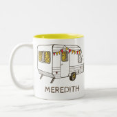Camper-Anhänger-Wohnwagen-personalisierte Zweifarbige Tasse (Links)