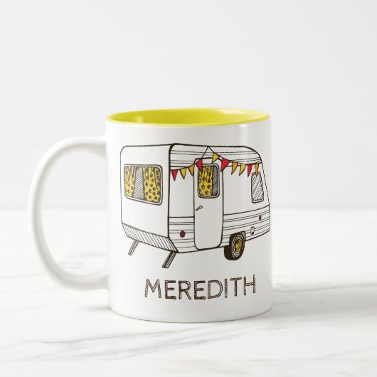 Camper-Anhänger-Wohnwagen-personalisierte Zweifarbige Tasse (Links)