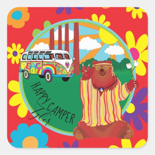 Camper Bear Blume Sticker Platz (Vorderseite)