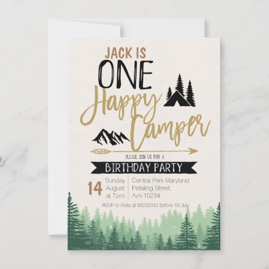 Camper Birthday Einladung Camping Party (Vorderseite)
