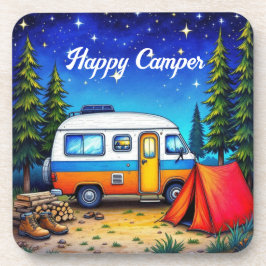 Camper Camping Blaue Natur Wasserfarbe Getränkeuntersetzer