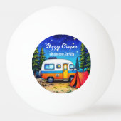 Camper Camping Blue Green Nature Picnic Tischtennisball (Rückseite)