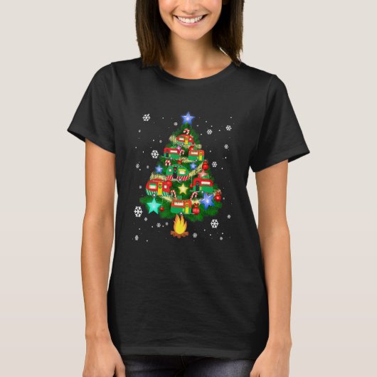 Camper Christmas Tree Cool Vehicles Camping RVing T-Shirt (Vorderseite)