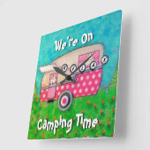 Camper Clock, wir sind auf Camping Time, Glamping Quadratische Wanduhr (Winkel)