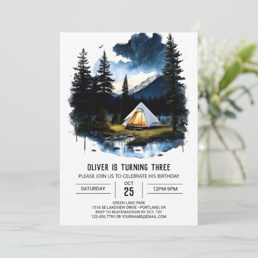 Camper Freude am Geburtstag Einladung (Stehend Vorderseite)