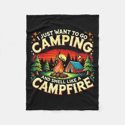 Camper Funny Cute Camng Glamng Campfire Quote Camp Fleecedecke (Vorderseite)