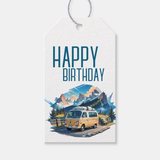 Camper Geburtstag  Geschenkanhänger (Vorderseite)