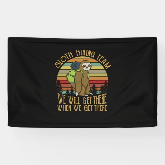 Camper-Geschenk | Vintages Sloth Wanderteam Geburt Banner (Horizontal)