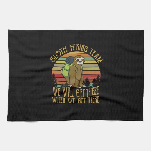 Camper-Geschenk | Vintages Sloth Wanderteam Geburt Geschirrtuch (Horizontal)