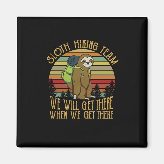 Camper-Geschenk | Vintages Sloth Wanderteam Geburt Magnet (Vorne)