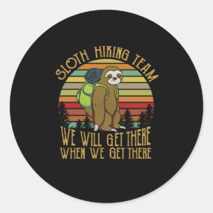 Camper-Geschenk Vintages Sloth Wanderteam Geburt Runder Aufkleber