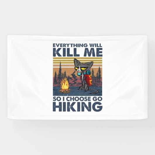 Camper-Geschenk | Wandern mit Katze Geburtstag Banner (Horizontal)