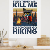 Camper-Geschenk | Wandern mit Katze Geburtstag Poster (Küche)