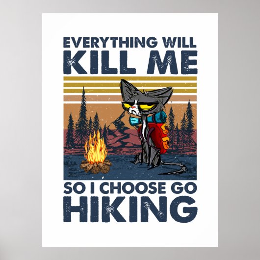 Camper-Geschenk | Wandern mit Katze Geburtstag Poster (Vorne)