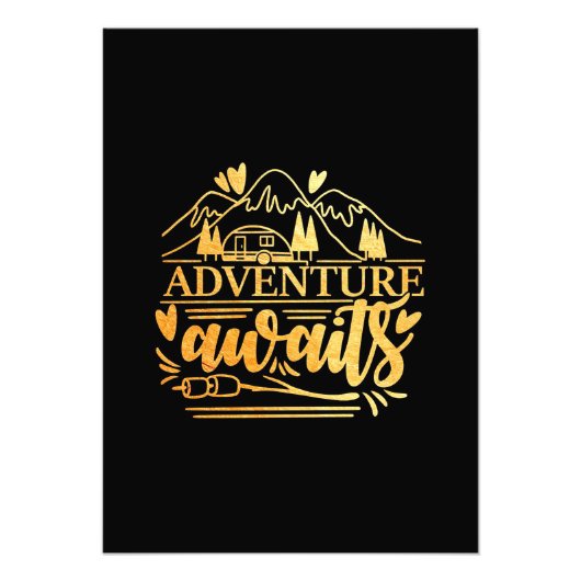 Camper Gift Adventure Is Awaits Fotodruck (Vorne)