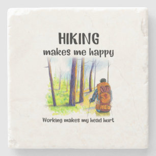 Camper Gift Hiking Makes Me Happy Birthday Steinuntersetzer