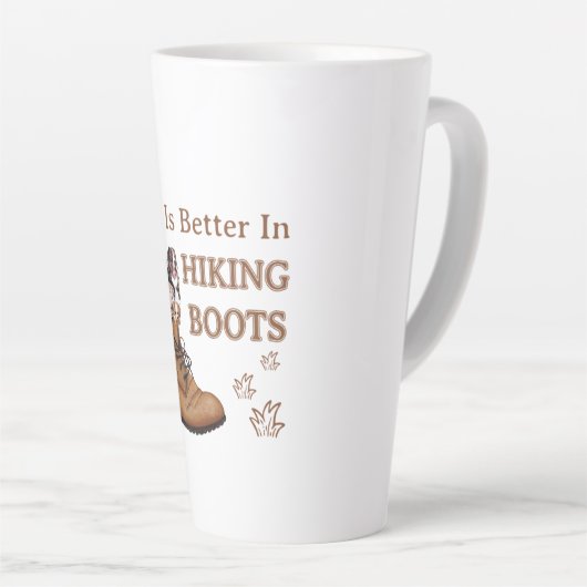 Camper Gift | Life Is Better In Hiking Boots Dog Milchtasse (Rechte Ecke)