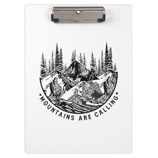 Camper Gift | Mountains Are Calling Birthday Klemmbrett (Vorderseite)