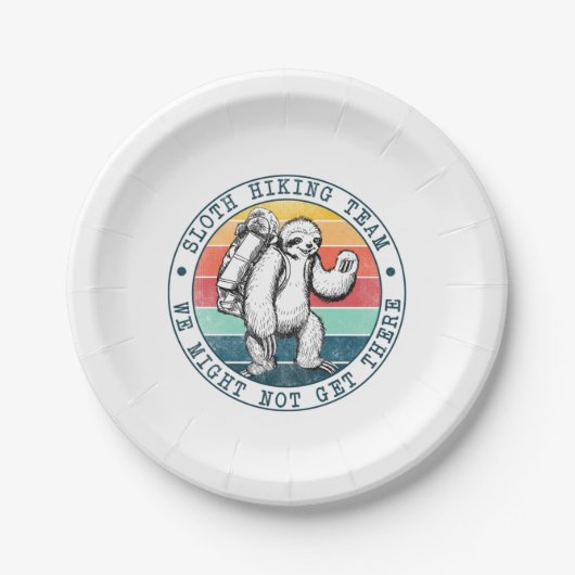 Camper Gift | Sloth Hiking Team Birthday Pappteller (Vorderseite)