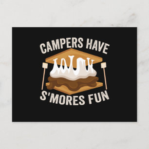 Camper haben S'mores Spaß Lustige Campingliebhaber Postkarte