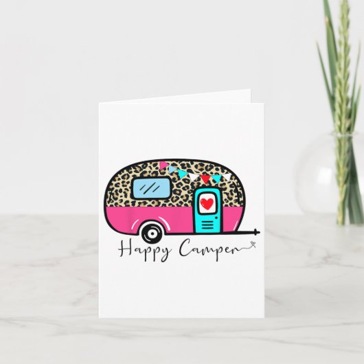 Camper Happy Summer Camp Camping Leopard Funny Gla Karte (Vorderseite)
