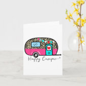 Camper Happy Summer Camp Camping Leopard Funny Gla Karte (Gelbe Blume)
