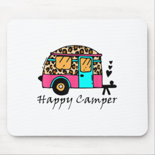 Camper Happy Summer Camp Camping Leopard Funny Gla Mousepad