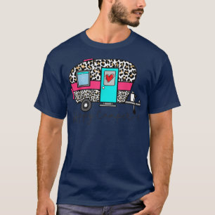 Camper Happy Summer Camp Camping Leopard Funny Gla T-Shirt