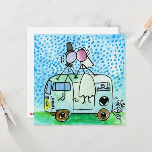 Camper Hochzeiten Karte (Vorderseite/Rückseite Beispiel)