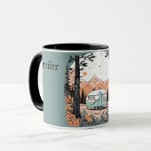 Camper in den Bergen Name & Text-Geschenk hinzufüg Tasse (Vorderseite Links)