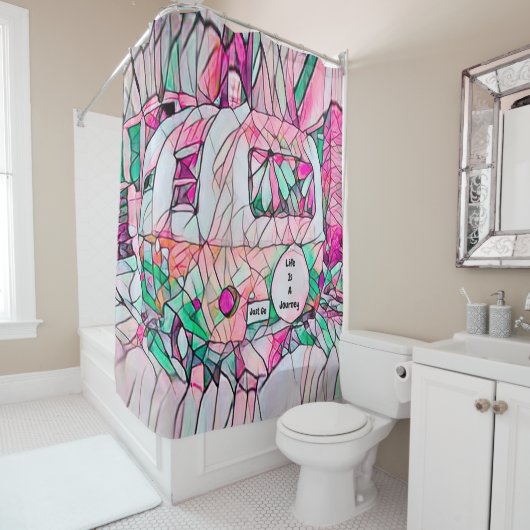 Camper-Leben ist eine Reise, einfach gehen grüner  Duschvorhang (Beispiel)