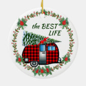 Camper Life Best Life Retro Weihnachten Keramik Ornament (Hinten)