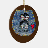 Camper Life Messy Bun Mütter Day Camping Liebhaber Keramik Ornament (Rechts)