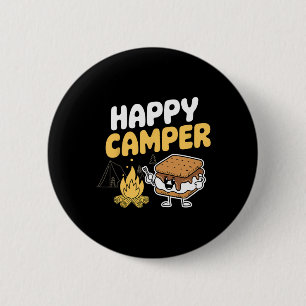 Camper Marshmallow Camping-Smores Kawaii S'mores Button
