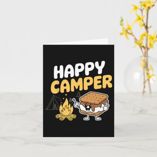 Camper Marshmallow Camping Smores Kawaii S'mores Karte (Gelbe Blume)