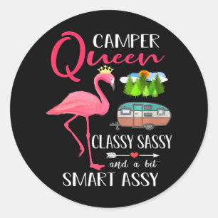 Camper Queen Classy Sassy Smart Assy Camping Runder Aufkleber