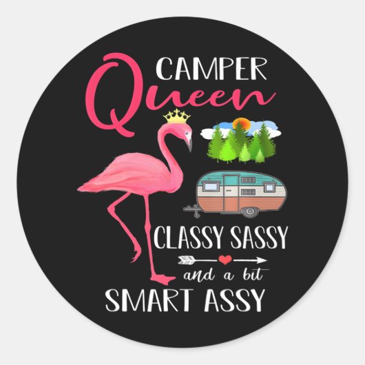 Camper Queen Classy Sassy Smart Assy Camping Runder Aufkleber (Vorderseite)